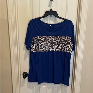 Blue Leopard Print Women's Top